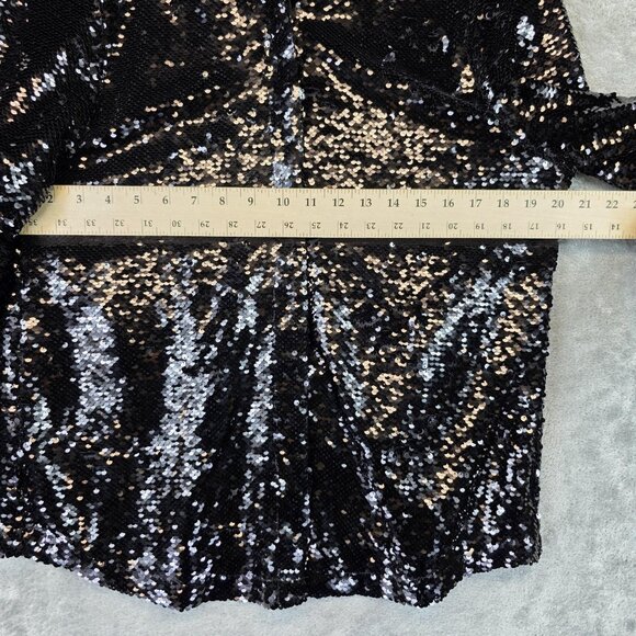 Chicos Jacket Womens Medium Black Sequin Collared Shimmer Party Blazer Top - Picture 5 of 7